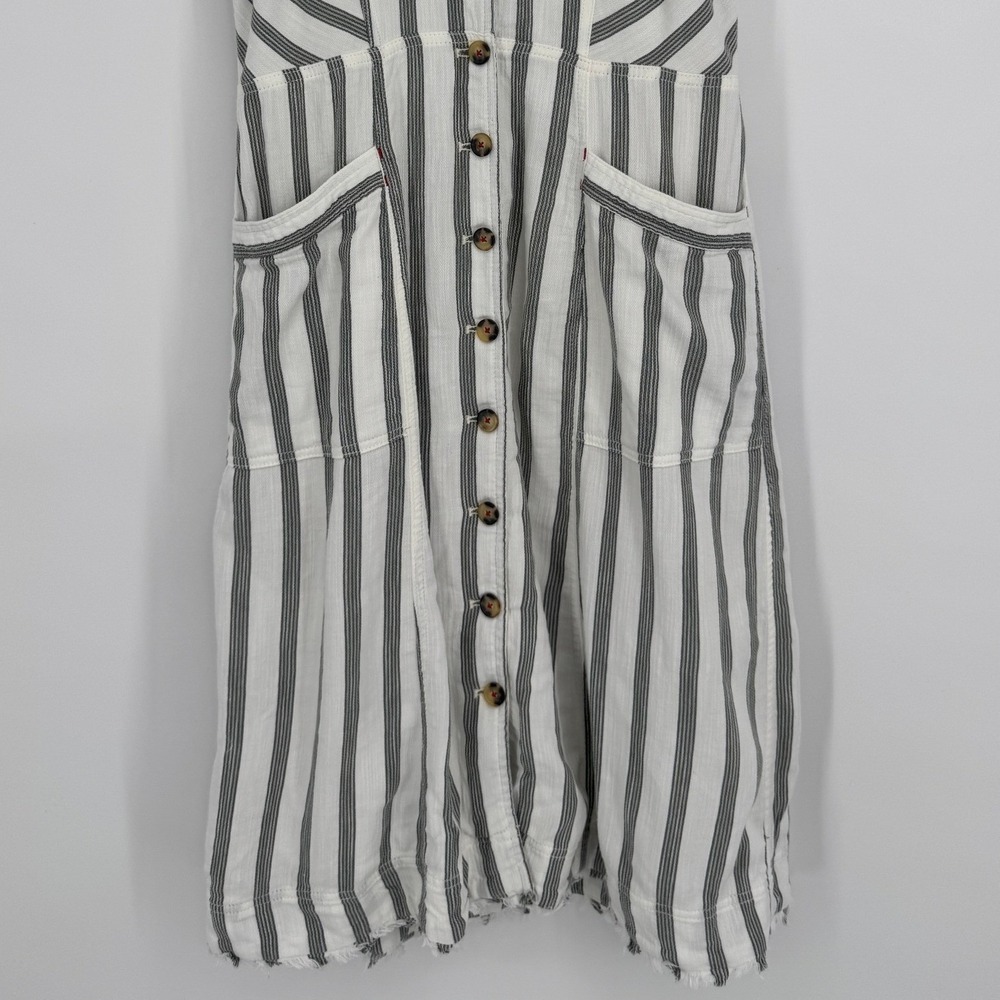 Maeve Anthropologie Striped Dress 12 Button Front Sleeveless Pockets Midi Casual - Picture 4 of 9